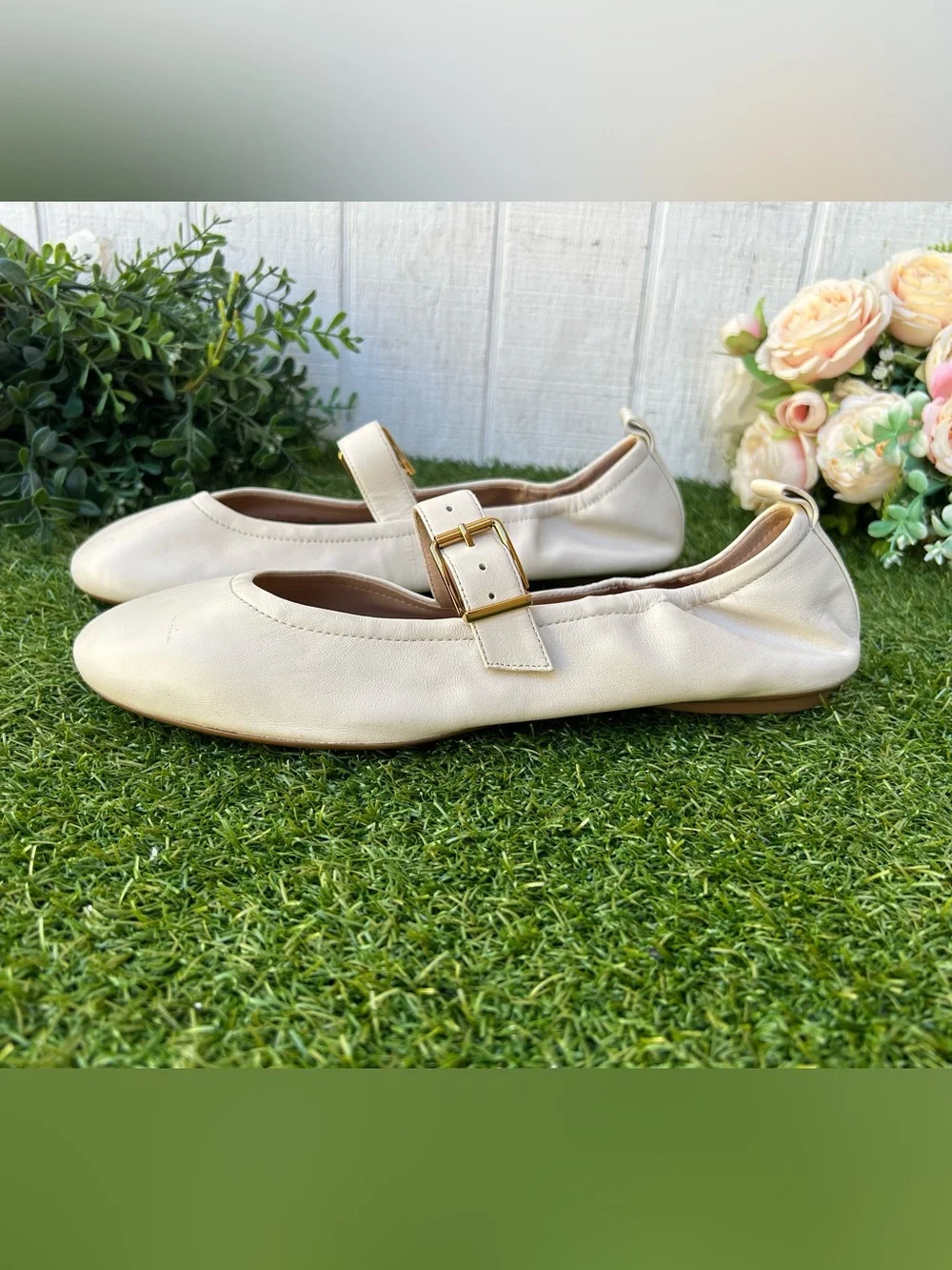 Cole Haan Graclyn Mary Jane Ballet Flat women size 11 ivory, like new